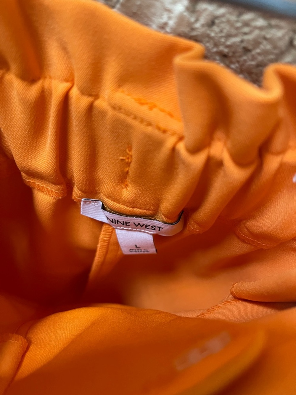 Nine West Orange High-Waist Belted Paperbag Shorts - Picture 4 of 5